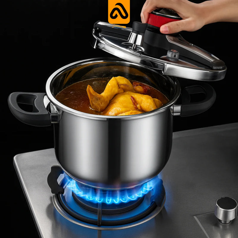 Panela de Pressão CookMaster® Aço Inoxidável - Á Prova de Explosões + Brinde: Kit Utensílios.