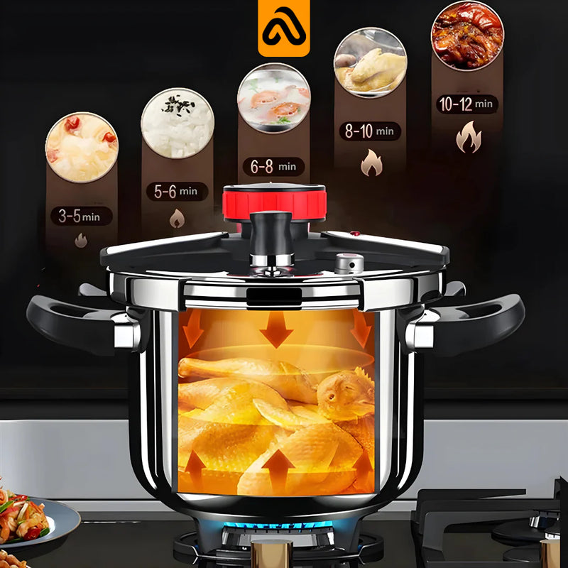 Panela de Pressão CookMaster® Aço Inoxidável - Á Prova de Explosões + Brinde: Kit Utensílios.