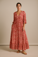 Vestido Longo Floral com Decote V + [Brinde exclusivo]