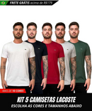 Kit 5 Camisetas Lacoste Croco Basic + 3UN Cuecas Boxer de Brinde